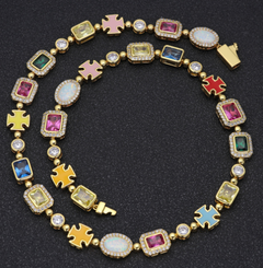 Gold-Plated Hip-Hop Gemstone Necklace